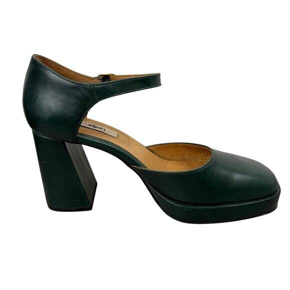Zilian Shoes Womens EU 40 US 9-9.5 GReen Heeled Mary Jane Academia Preppy - Picture 10 of 13